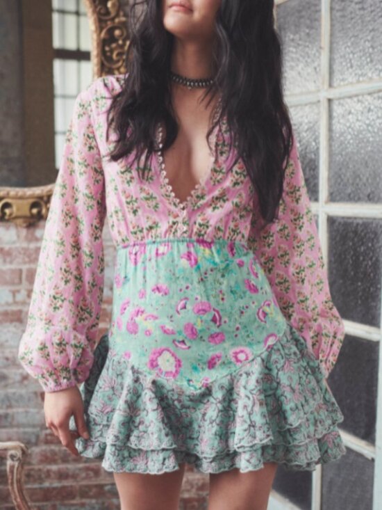 Hemant and Nandita Dresses & Skirts - Orchid Pink Mint Hera dress